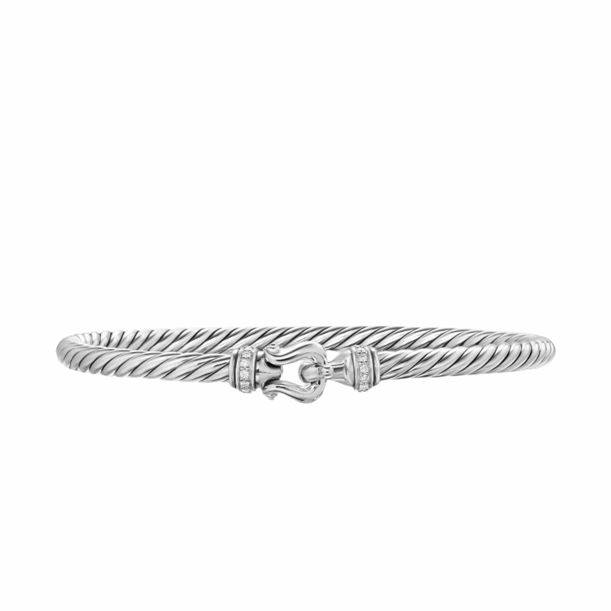 Cable Flex Buckle Bracelet Sterling Silver with Diamonds, 4mm