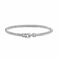 Cable Flex Buckle Bracelet Sterling Silver with Diamonds, 4mm