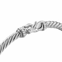 Cable Flex Buckle Bracelet Sterling Silver with Diamonds, 4mm