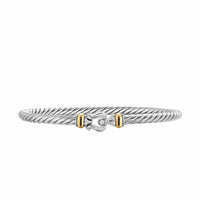 Cable Flex Buckle Bracelet Sterling Silver with 14K Yellow Gold, 4mm