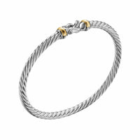 Cable Flex Buckle Bracelet Sterling Silver with 14K Yellow Gold, 4mm
