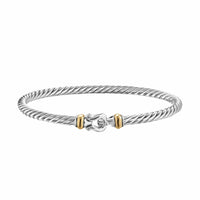 Cable Flex Buckle Bracelet Sterling Silver with 14K Yellow Gold, 4mm