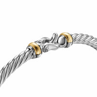 Cable Flex Buckle Bracelet Sterling Silver with 14K Yellow Gold, 4mm