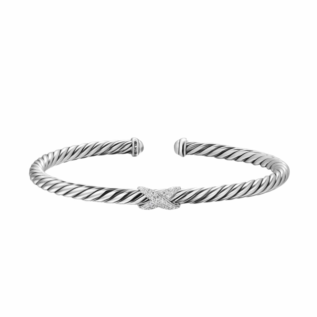 Cable Flex X Station Bracelet Sterling Silver with Diamonds, 4mm