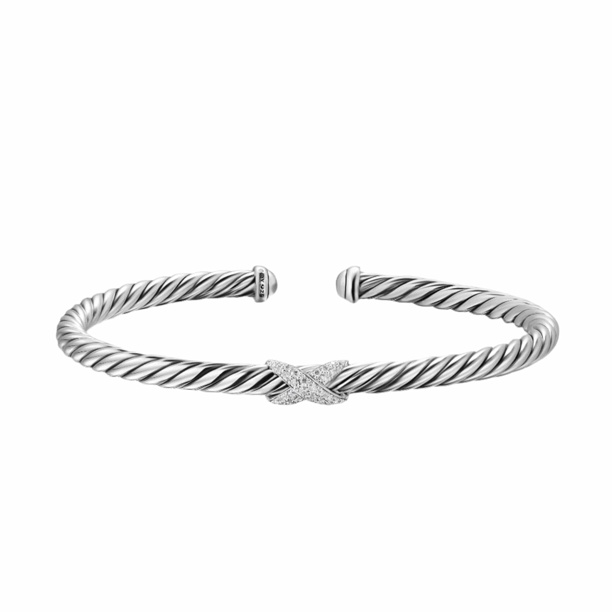 Cable Flex X Station Bracelet Sterling Silver with Diamonds, 4mm