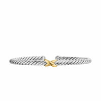 Cable Flex X Station Bracelet Sterling Silver with 14K Yellow Gold, 4mm
