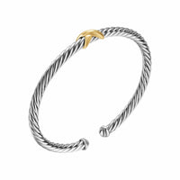 Cable Flex X Station Bracelet Sterling Silver with 14K Yellow Gold, 4mm