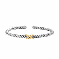 Cable Flex X Station Bracelet Sterling Silver with 14K Yellow Gold, 4mm