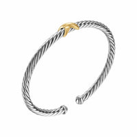 Cable Flex X Station Bracelet Sterling Silver with 14K Yellow Gold, 4mm