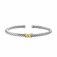 Cable Flex X Station Bracelet Sterling Silver with 14K Yellow Gold, 4mm