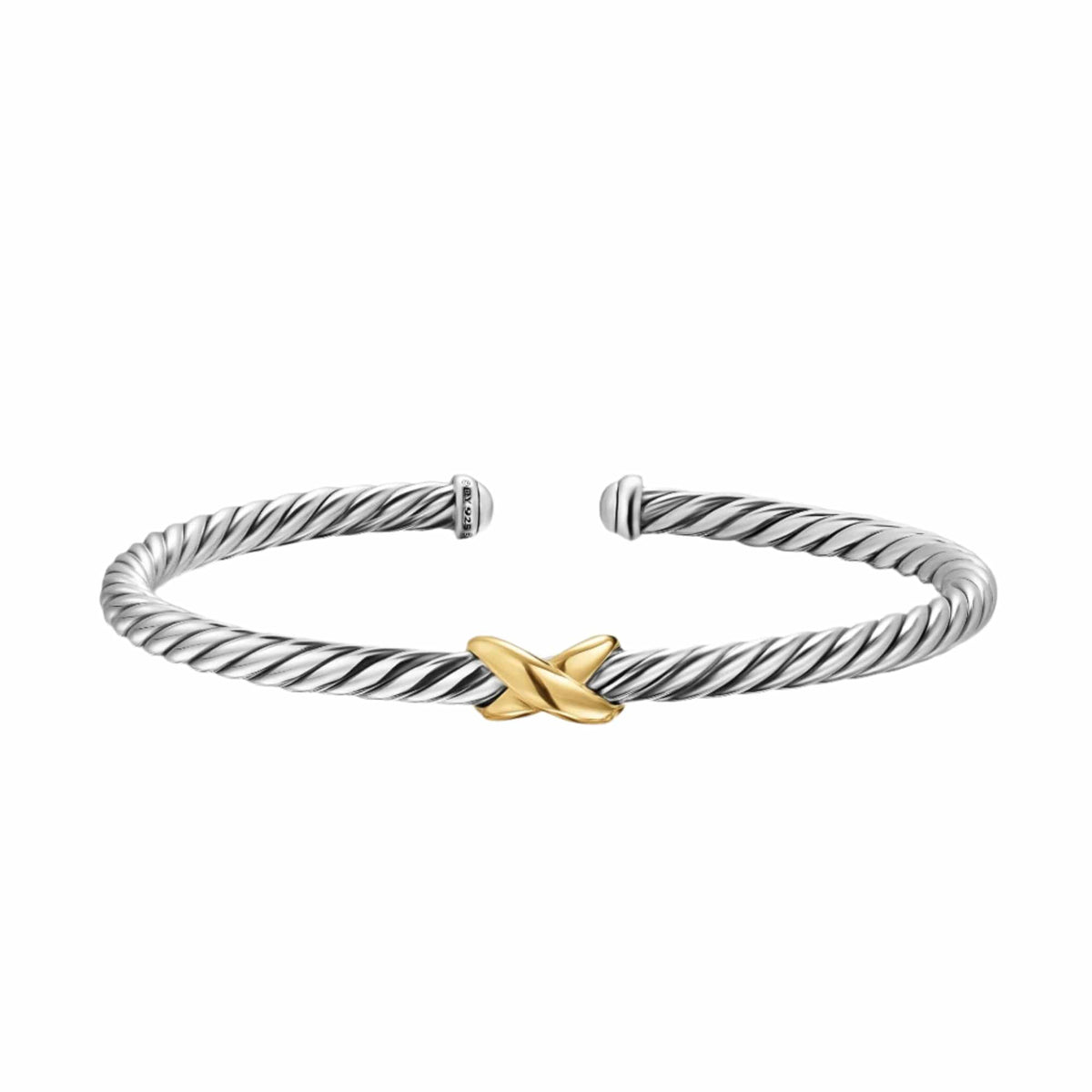Cable Flex X Station Bracelet Sterling Silver with 14K Yellow Gold, 4mm