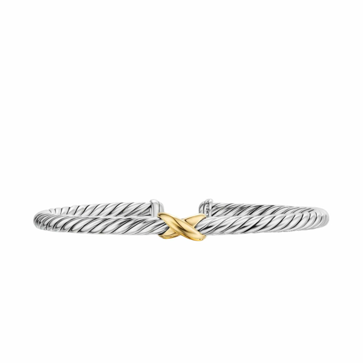 Cable Flex X Station Bracelet Sterling Silver with 14K Yellow Gold, 4mm