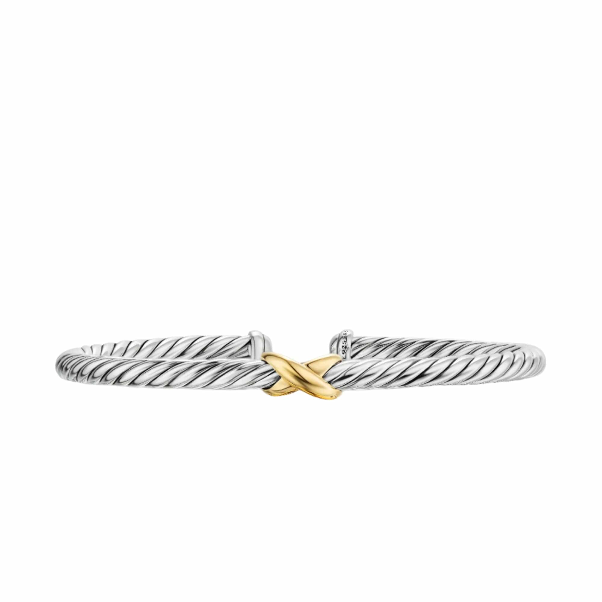 Cable Flex X Station Bracelet Sterling Silver with 14K Yellow Gold, 4mm