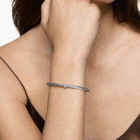 Cable Flex Station Bracelet Sterling Silver with Diamonds, 4mm