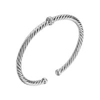 Cable Flex Station Bracelet Sterling Silver with Diamonds, 4mm