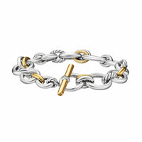 DY Mercer® Chain Bracelet Sterling Silver with 18K Yellow Gold and Diamonds, 8mm