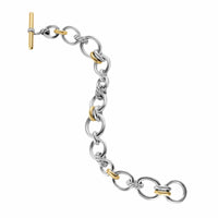 DY Mercer® Chain Bracelet Sterling Silver with 18K Yellow Gold and Diamonds, 8mm