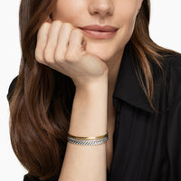 DY Mercer® Three Row Cuff Bracelet Sterling Silver with 18K Yellow Gold and Diamonds, 10.4mm