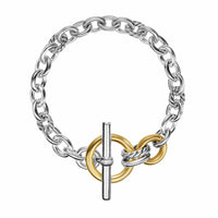 DY Mercer® Toggle Chain Bracelet Sterling Silver with 18K Yellow Gold and Diamonds, 8mm