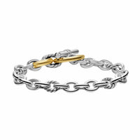 DY Mercer® Toggle Chain Bracelet Sterling Silver with 18K Yellow Gold and Diamonds, 8mm
