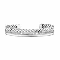 DY Mercer® Three Row Cuff Bracelet Sterling Silver with Diamonds, 10.4mm