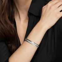 DY Mercer® Three Row Cuff Bracelet Sterling Silver with Diamonds, 10.4mm