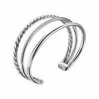 DY Mercer® Three Row Cuff Bracelet Sterling Silver with Diamonds, 10.4mm