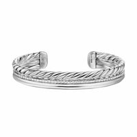DY Mercer® Three Row Cuff Bracelet Sterling Silver with Diamonds, 10.4mm