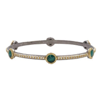 Armenta Sterling Silver 18K Yellow Gold Malachite and Diamond Bangle