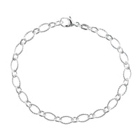Sterling Silver Oval Textured Chain Link Bracelet