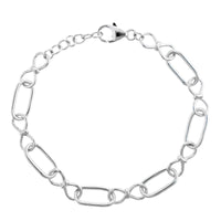 Sterling Silver Open Alternating Oval and Figure Eight Chain Link Bracelet