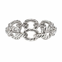 Sculpted Cable Oval Link Bracelet Sterling Silver, 18mm