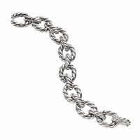 Sculpted Cable Oval Link Bracelet Sterling Silver, 18mm