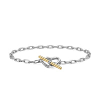 DY Madison® Heart Toggle Chain Bracelet Sterling Silver with 18K Yellow Gold, 3mm