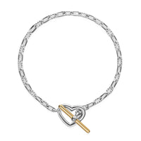 DY Madison® Heart Toggle Chain Bracelet Sterling Silver with 18K Yellow Gold, 3mm