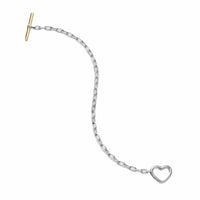 DY Madison® Heart Toggle Chain Bracelet Sterling Silver with 18K Yellow Gold, 3mm