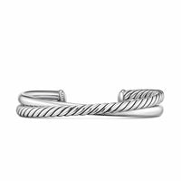 Crossover Two Row Cuff Bracelet Sterling Silver, 10.7mm