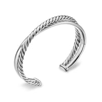 Crossover Two Row Cuff Bracelet Sterling Silver, 10.7mm