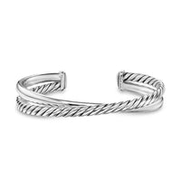 Crossover Two Row Cuff Bracelet Sterling Silver, 10.7mm