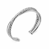 Crossover Two Row Cuff Bracelet Sterling Silver, 10.7mm