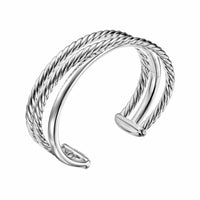 Bold Crossover Three Row Cuff Bracelet Sterling Silver, 19mm