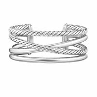 Bold Crossover Multi Row Cuff Bracelet Sterling Silver, 24.4mm