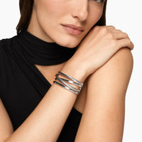 Bold Crossover Multi Row Cuff Bracelet Sterling Silver, 24.4mm