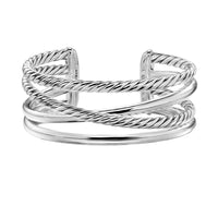 Bold Crossover Multi Row Cuff Bracelet Sterling Silver, 24.4mm