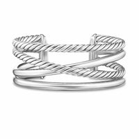 Bold Crossover Multi Row Cuff Bracelet Sterling Silver, 24.4mm