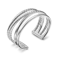 Bold Crossover Multi Row Cuff Bracelet Sterling Silver, 24.4mm