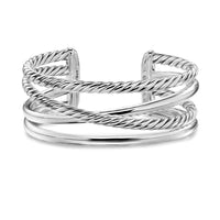 Bold Crossover Multi Row Cuff Bracelet Sterling Silver, 24.4mm