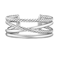 Bold Crossover Multi Row Cuff Bracelet Sterling Silver, 24.4mm