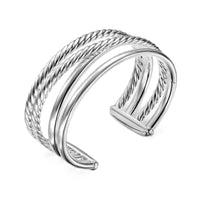 Bold Crossover Multi Row Cuff Bracelet Sterling Silver, 24.4mm