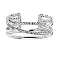 Bold Crossover Multi Row Cuff Bracelet Sterling Silver, 24.4mm